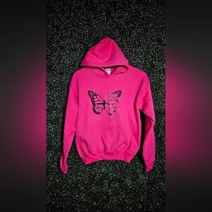 Pink Butterfly Hoodie Sweater